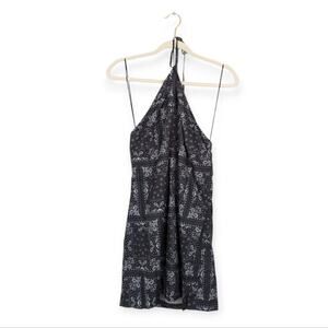 NWT Elodie Black & White Bandana Print Halter Mini Dress Size L